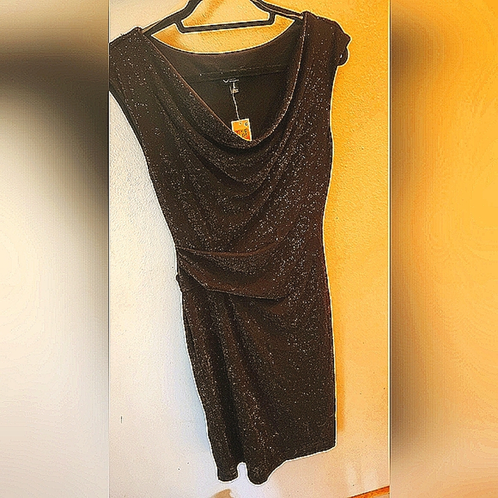 NWT Connected Black & Copper Metallic Body Con Dress-Size 6